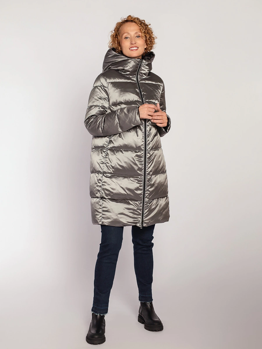 Пуховик двусторонний на натуральном пуху с капюшоном